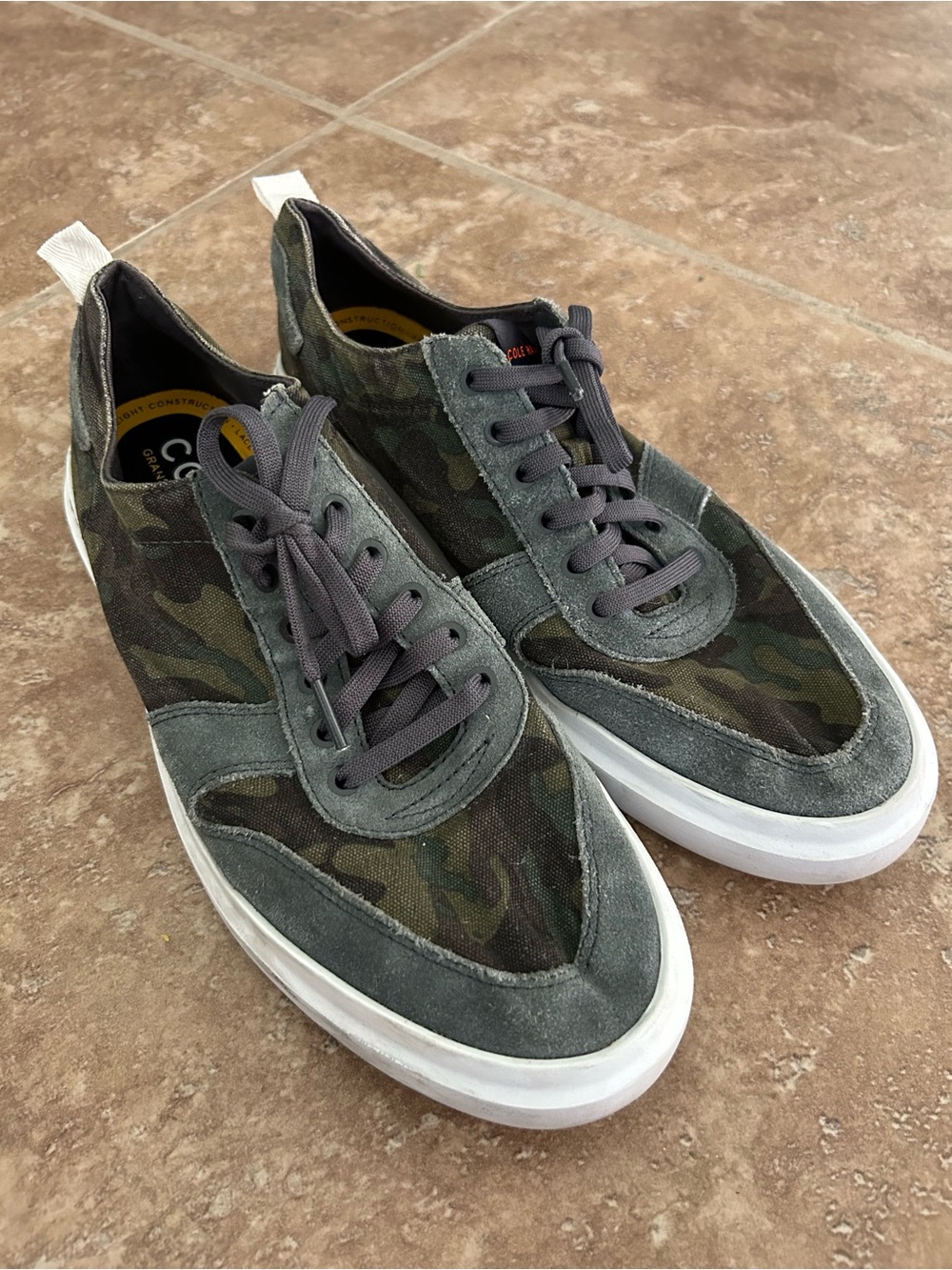 Cole Haan Men's Green Camouflage and Gray Low-Top Sneakers